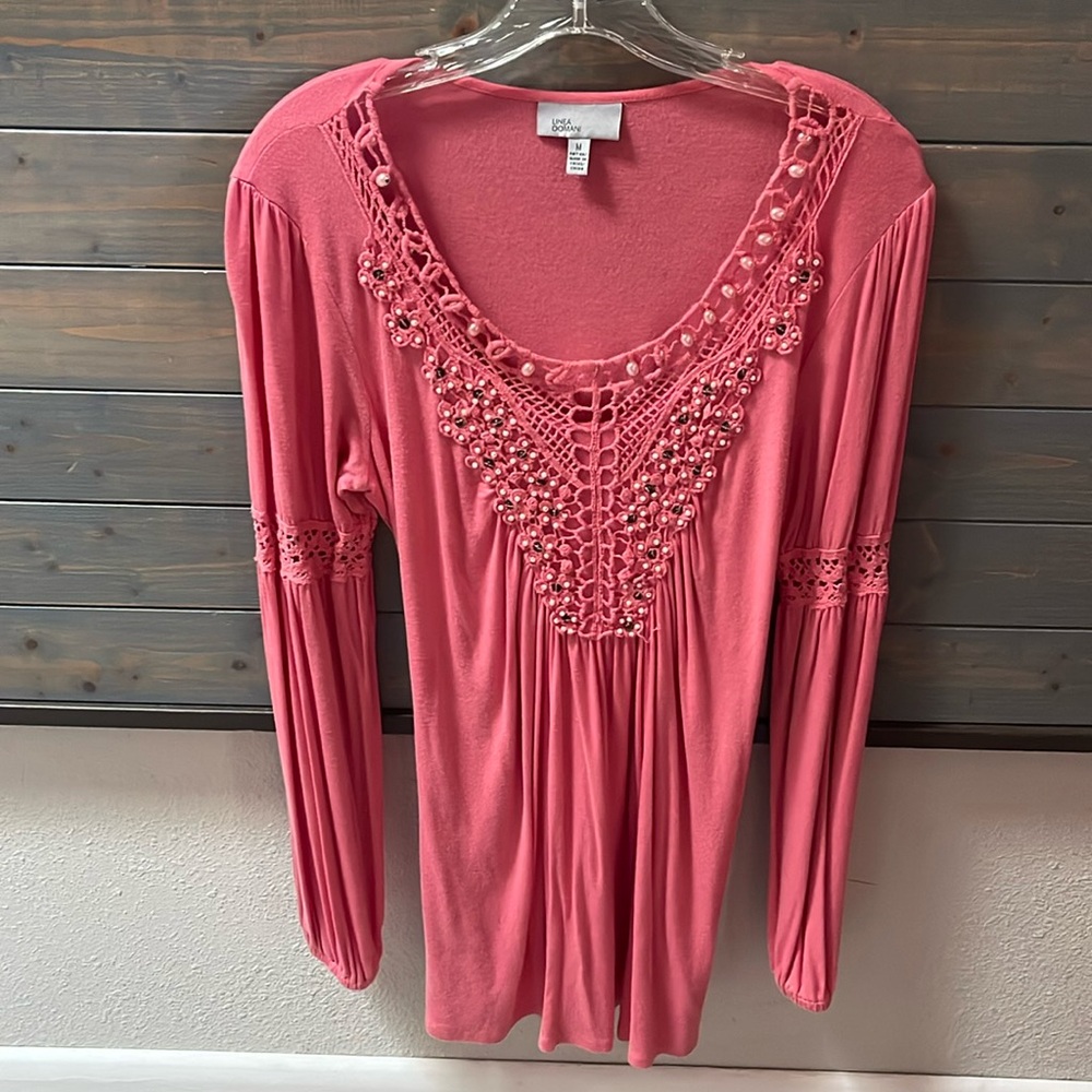 Linea Domani Beaded Salmon Top